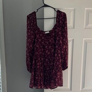 Altar'd State Burgundy Floral  Mini Dress